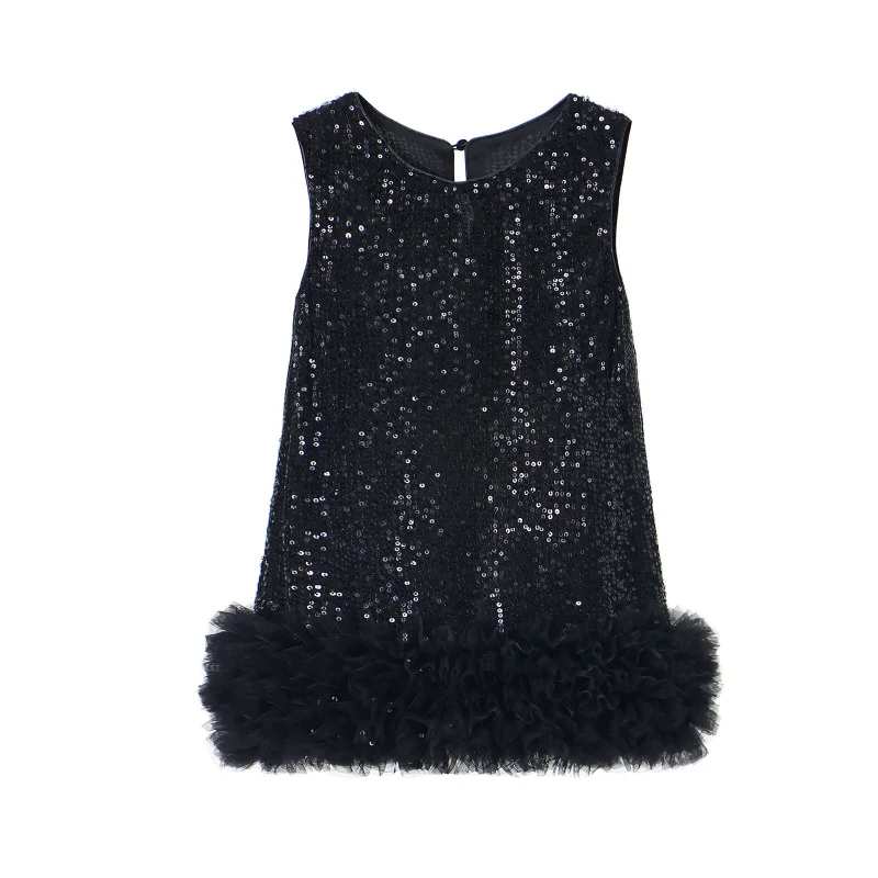 Girls' Sequin Vest Dress Spring New Fashionable Sleeveless Dress SweettutuDress