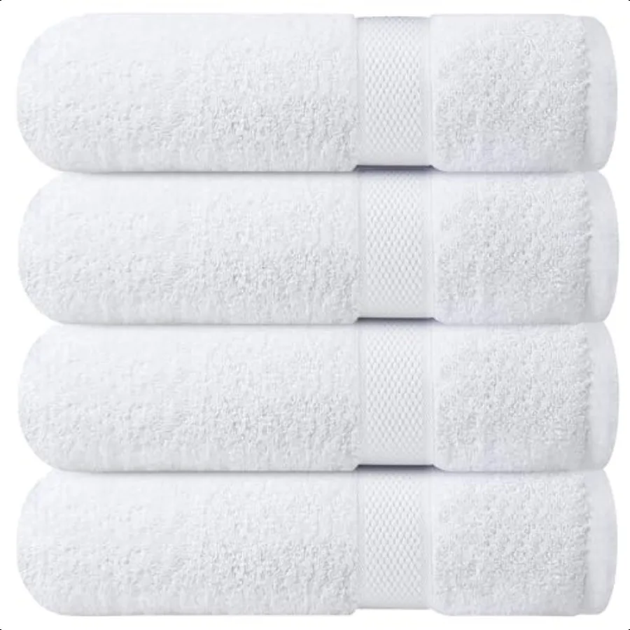 

Luxury 100 RingSpun Cotton White Bath Towels Set of 4 27x54 inches Soft Absorbent QuickDrying Towels for Bathroom Gym Spa Hotel