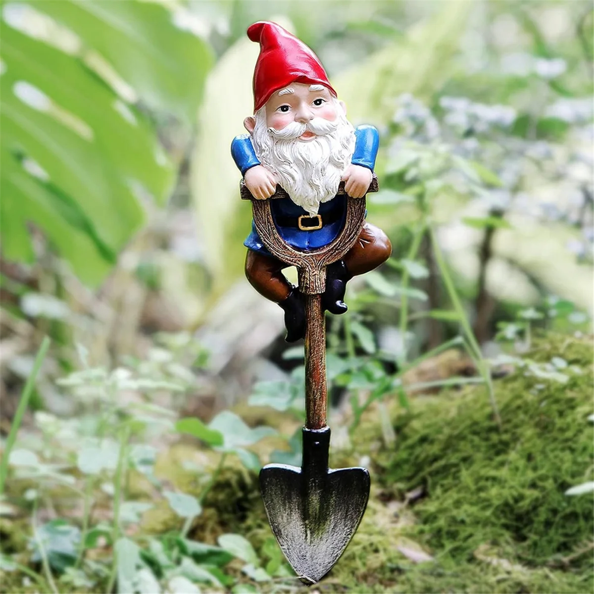 Garden Gnomes Decorations for Yard, Funny Outdoor Statue Gift, Naughty Knome Standing on a Shovel, Home Sculptures