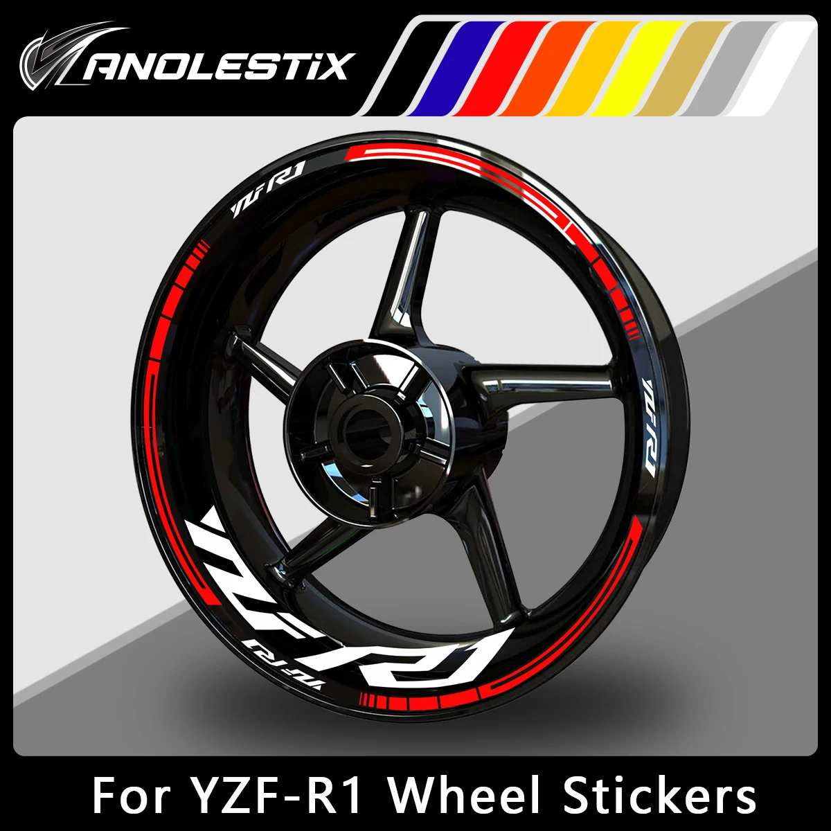 

AnoleStix Reflective Motorcycle Wheel Sticker Hub Decal Rim Stripe Tape For YAMAHA YZF-R1