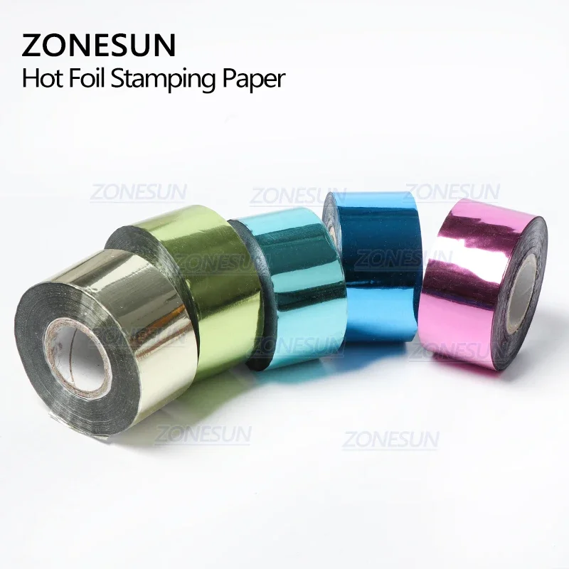 ZONESUN 3cm 골드 실버 레드 로즈 핫 스탬핑 호일 종이 투명 색상 너비/롤 사용자 정의 크기 DTY 황동 금형 호일 120m