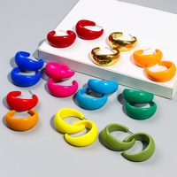 New Multicolor Acrylic Circle Hoop Earrings for Women Vintage Simple Geometric Resin Big C Shape Earrings Statement Jewelry Gift