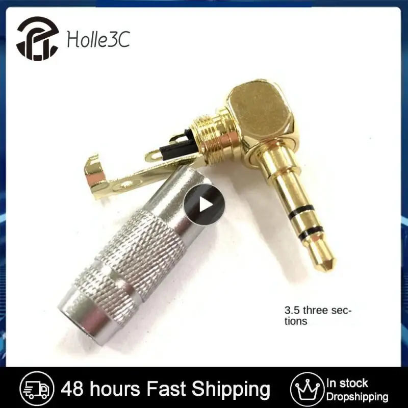 3.5mm Jack 3 tiang Audio Plug Earphone Splice Adapter HiFi Stereo Headphone Solder kawat konektor 90 derajat bengkok