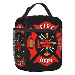 Firefighter Department Logo Thermal Insulated Lunch Bag Portable Lunch Container for School Office Outdoor Storage Food Box