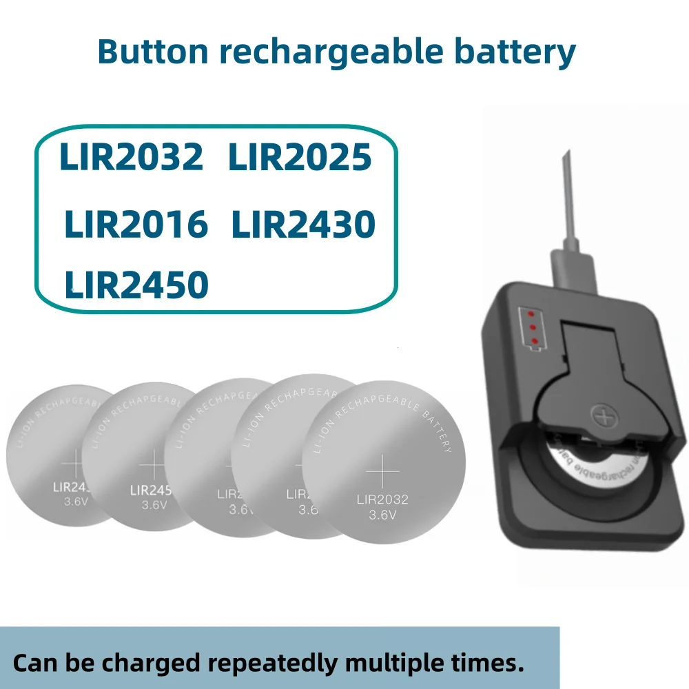 LIR2025 LIR2016 LIR2430 LIR2450 Rechargeable Lithium Battery Can Replace CR2032 CR2025 for Watches
