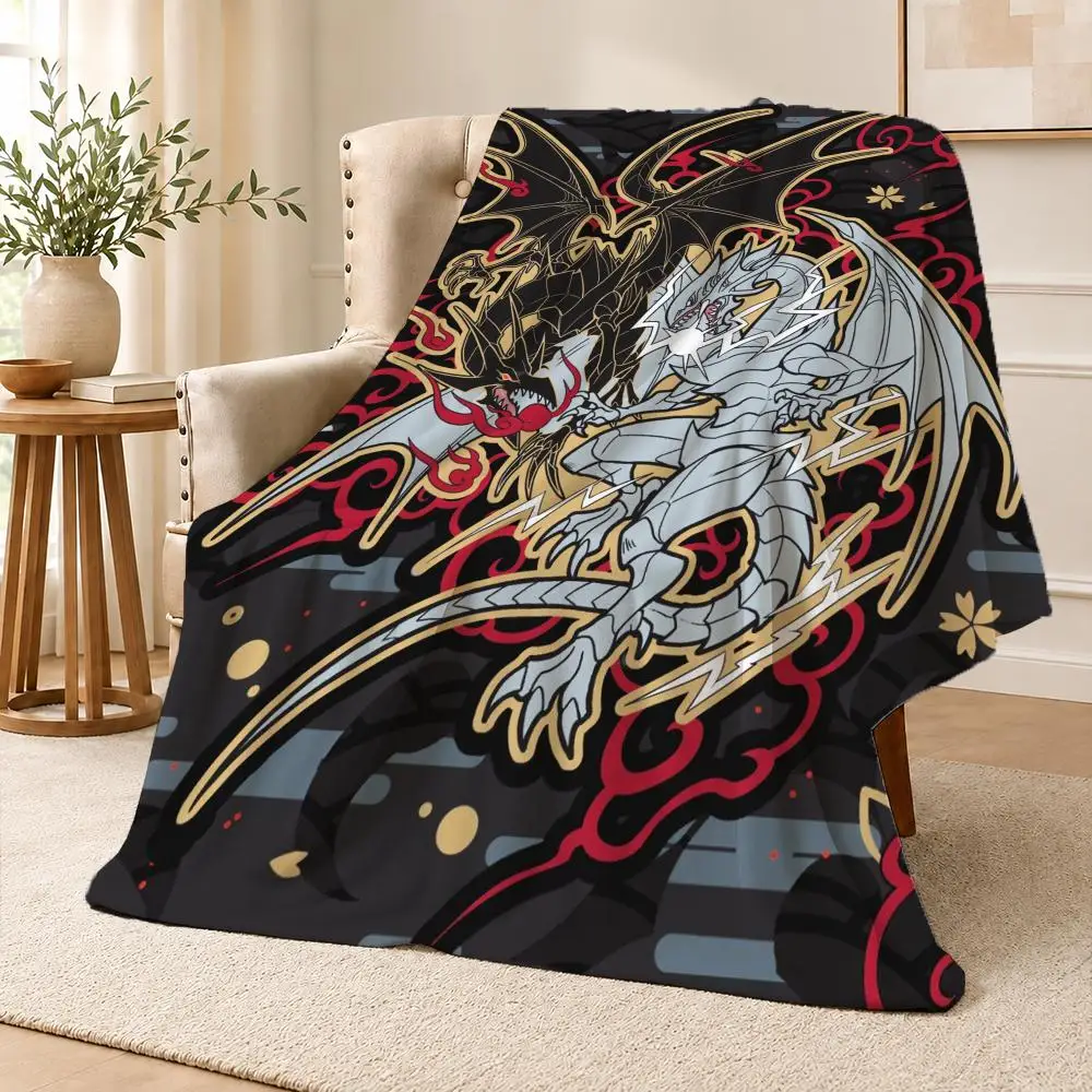 Anime Yu Gi Oh Egyptian God Cards Throw Soft Flannel Throw Blanket for Couch Bed Sofa Warm Cozy Lightweight All Season