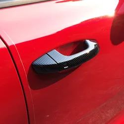 Left Hand Drive Carbon Fiber Style Door Handle Covers For KIA Stinger 2018 2019 2020 2021 2022 2023