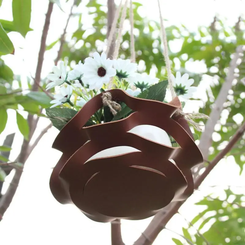 Indoor And Outdoor Plant And Flower Multi-level Tray PU Leather Potted Plant Hanging Basket Hanging Tray