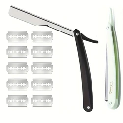 Manual Shaver for Men Barbershop Razor Stainless Steel Shank Is Easy To Use Safety Razor 1Pcs Shaving Razor with 10pcs Blades