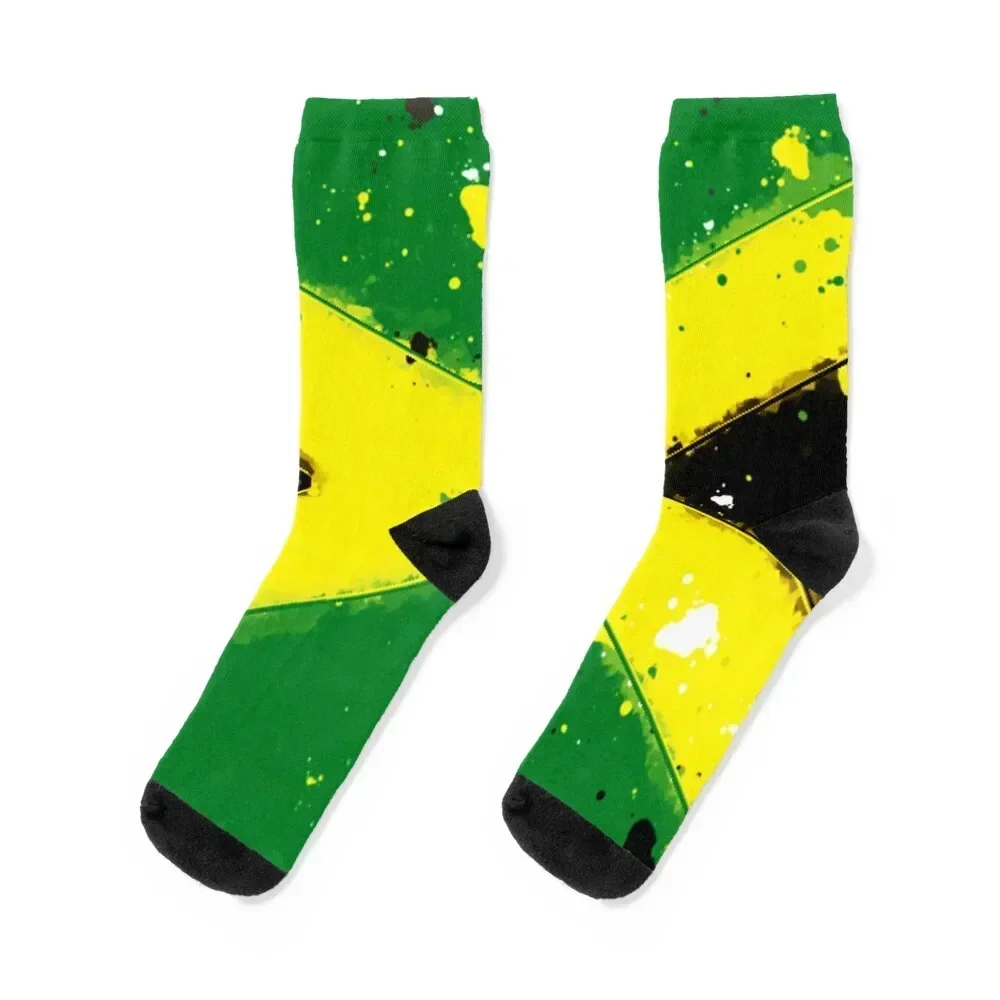 Jamaica Grunge Flag Socks christmass gift custom professional running soccer anti-slip Socks For Man Women's