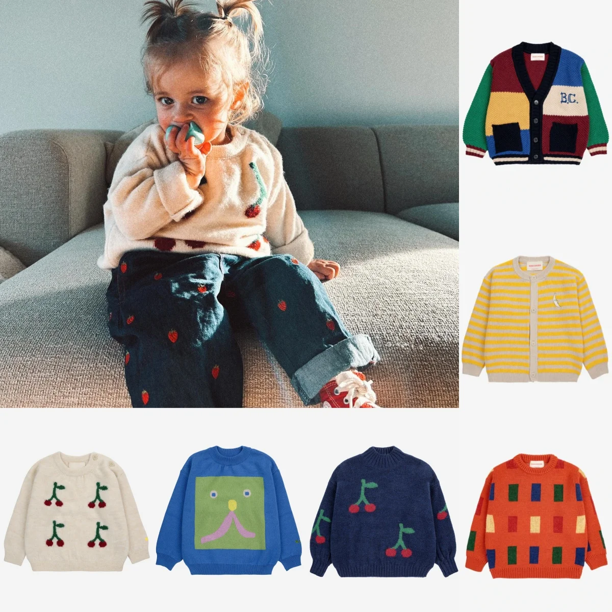 Girls  Cardigan Boys Jumper Child Sweater Baby INS Designer Kids Clothes Outfit Boys Knit Girls Knitwear Children's Clothing