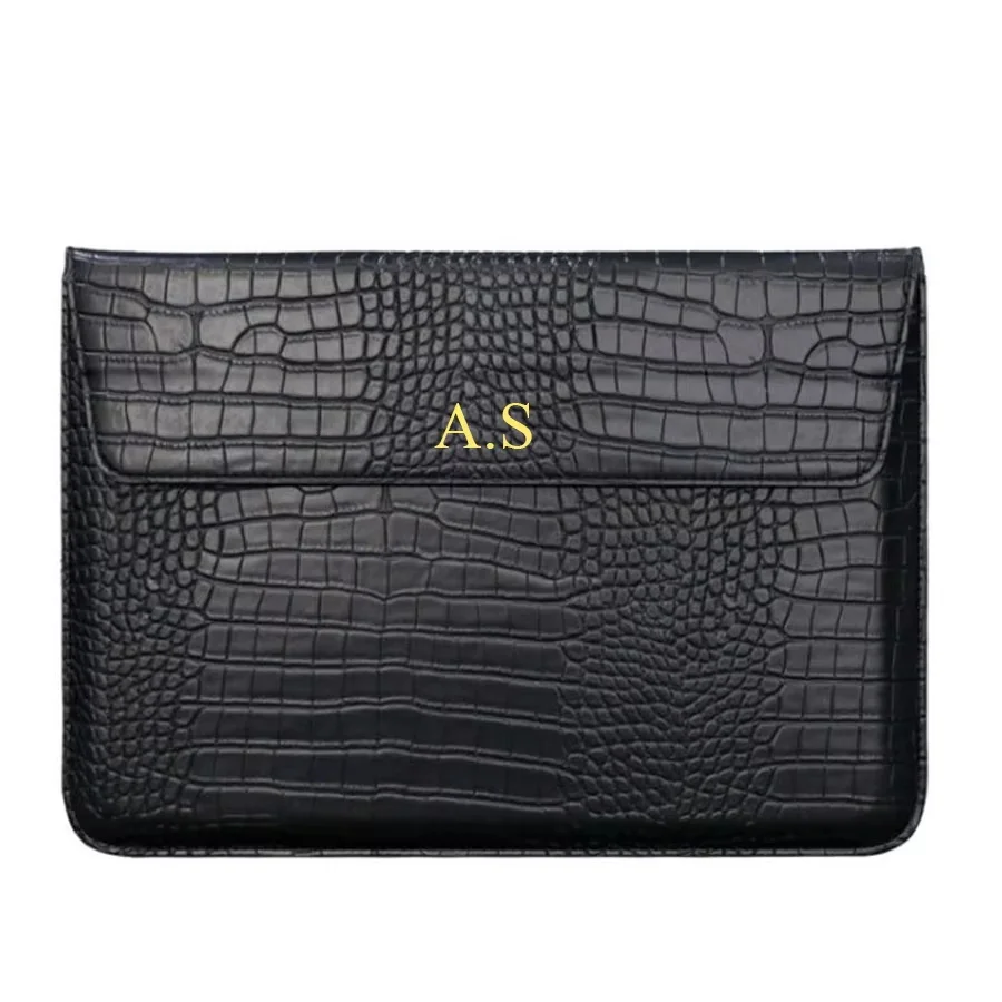 Monogrammierte, individuell gestaltete CROCO-Laptop-Hülle für MacBook Air 13 Zoll Pro Retina 15 Zoll Notebook-Ständer-Abdeckung Laptop