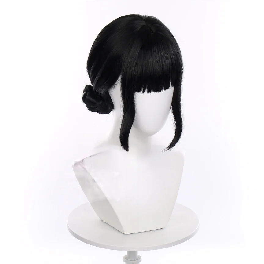 K-Pop: Demon Hunters Zoey 2 moño de pelo pelucas de Cosplay pelo sintético negro peluca para fiesta de Halloween mujer película accesorio de juego de rol peluca