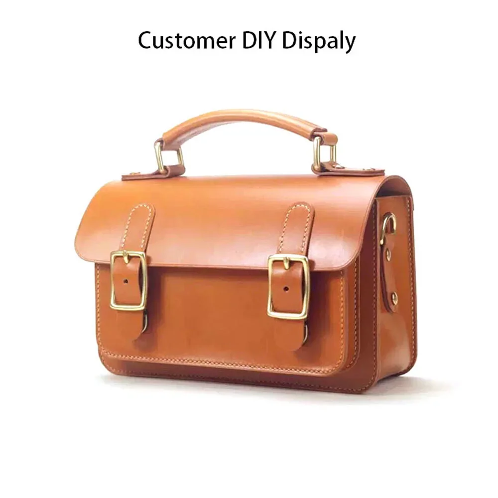 Baver Color Full Grain Cowhide Genuine Vegetable Tanned Leather Craft Material Glossy Surface Brown Color