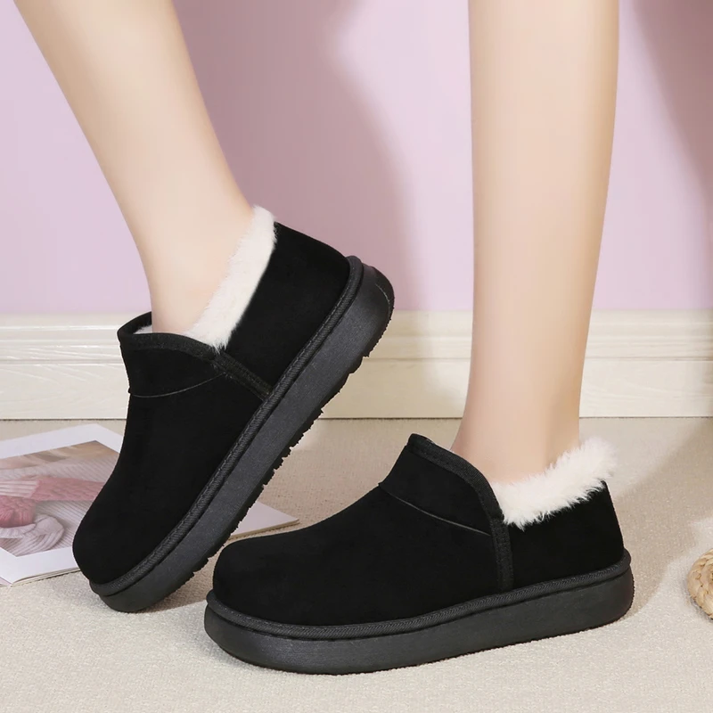 Winter Velvet Warm and Comfortable Non-slip Women's Snow Boots 2026 New Solid Color Velvet Retro Sleeve Lazy Naked Boots