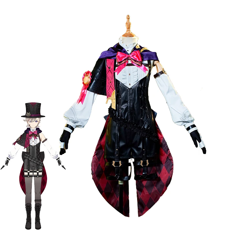 

Game Genshin Impact Lyney Cosplay Costume Twins Lyney Magic Hat Trick Uniform Halloween Women Lynette Cosplay Costume Full Set