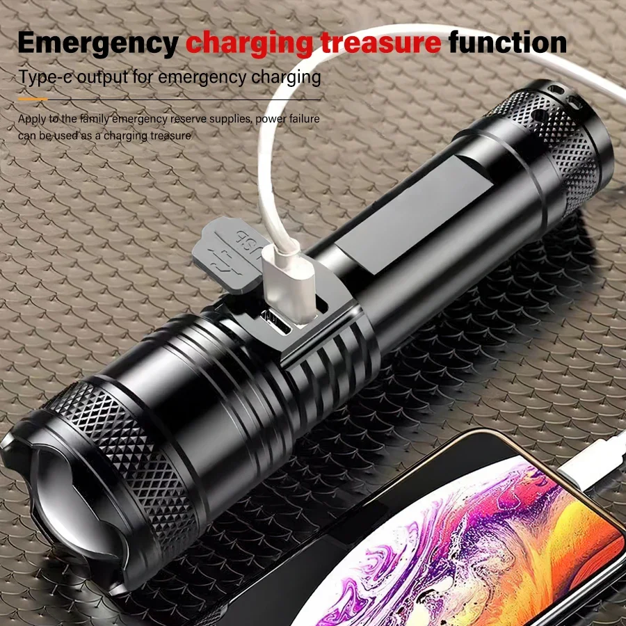 KDULIT High Power LED Flashlight Superbright Zoomable Tactical Torch Outdoor Waterproof Camping Emergency Flashlight Lantern