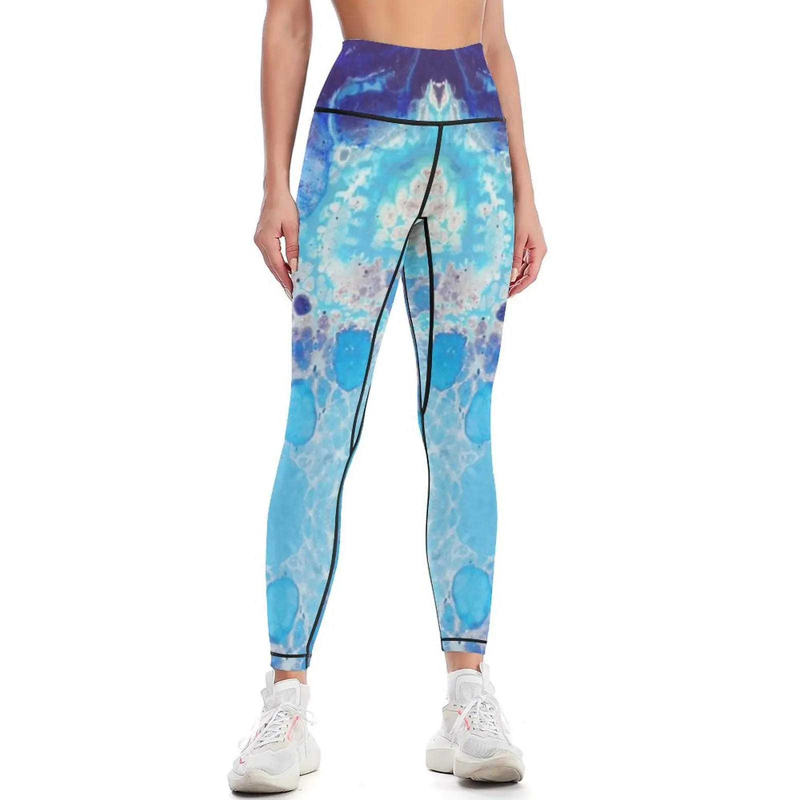 

Blue pallet acrylic pouring painting Leggings for girls sports for gym sports for Women sports Womens Leggings