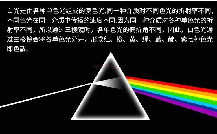 Optical Glass Triangular Prism, Crystal Rainbow Maker for Photography Science Experiments Physics Teaching Light Spectr