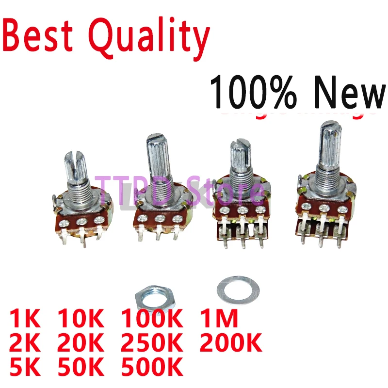 5/PCS New Original WH148 Single Potentiometer B1K 2K 5K 10K 20K 50K 100K 200K 250K 500K 1M Handle Length 15MM 20MM In Stock