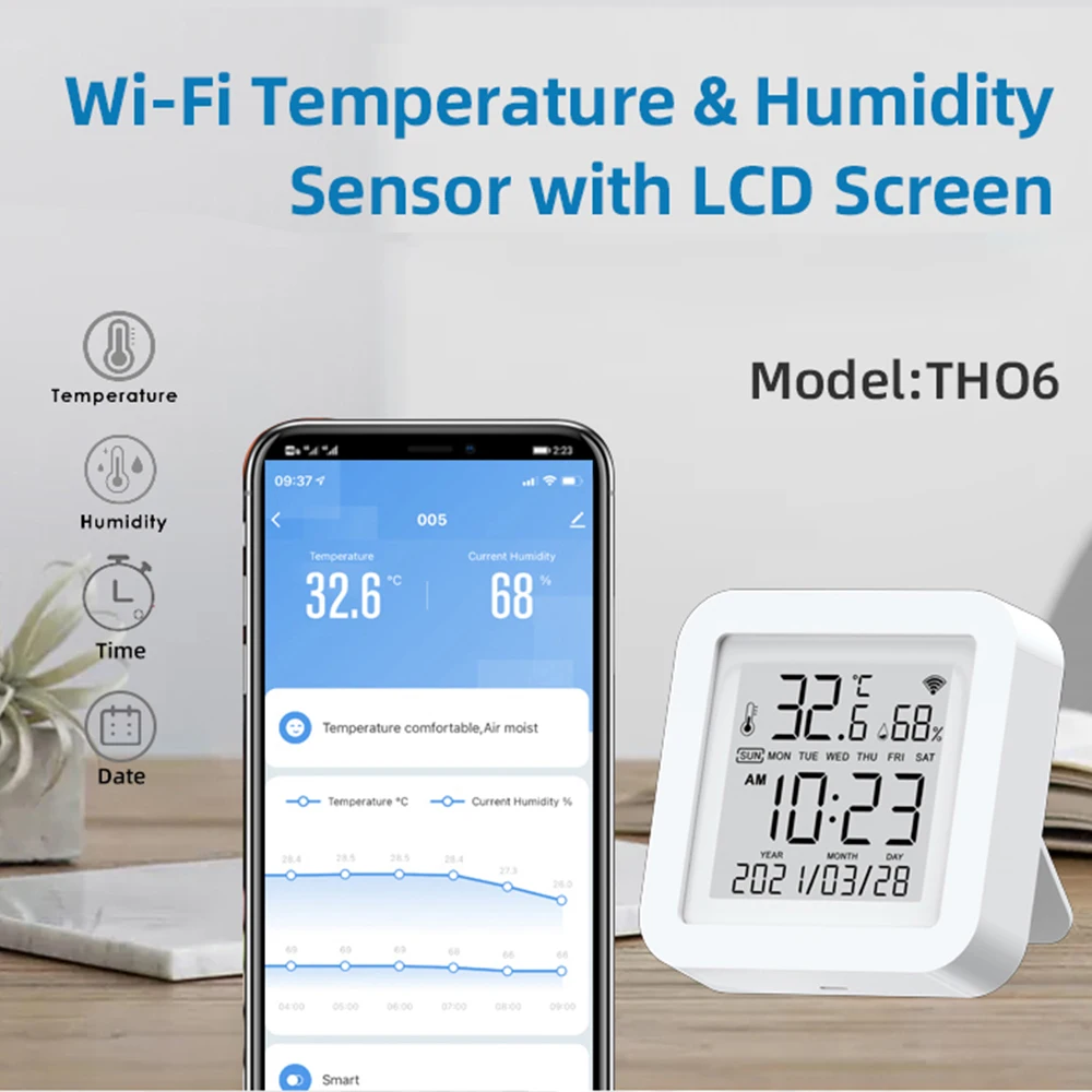 Tuya WiFi Vochtigheid Temperatuursensor LCD-scherm voor IoT Smart Home Smartlife Digitale Hygrometer Thermometer Datalogger