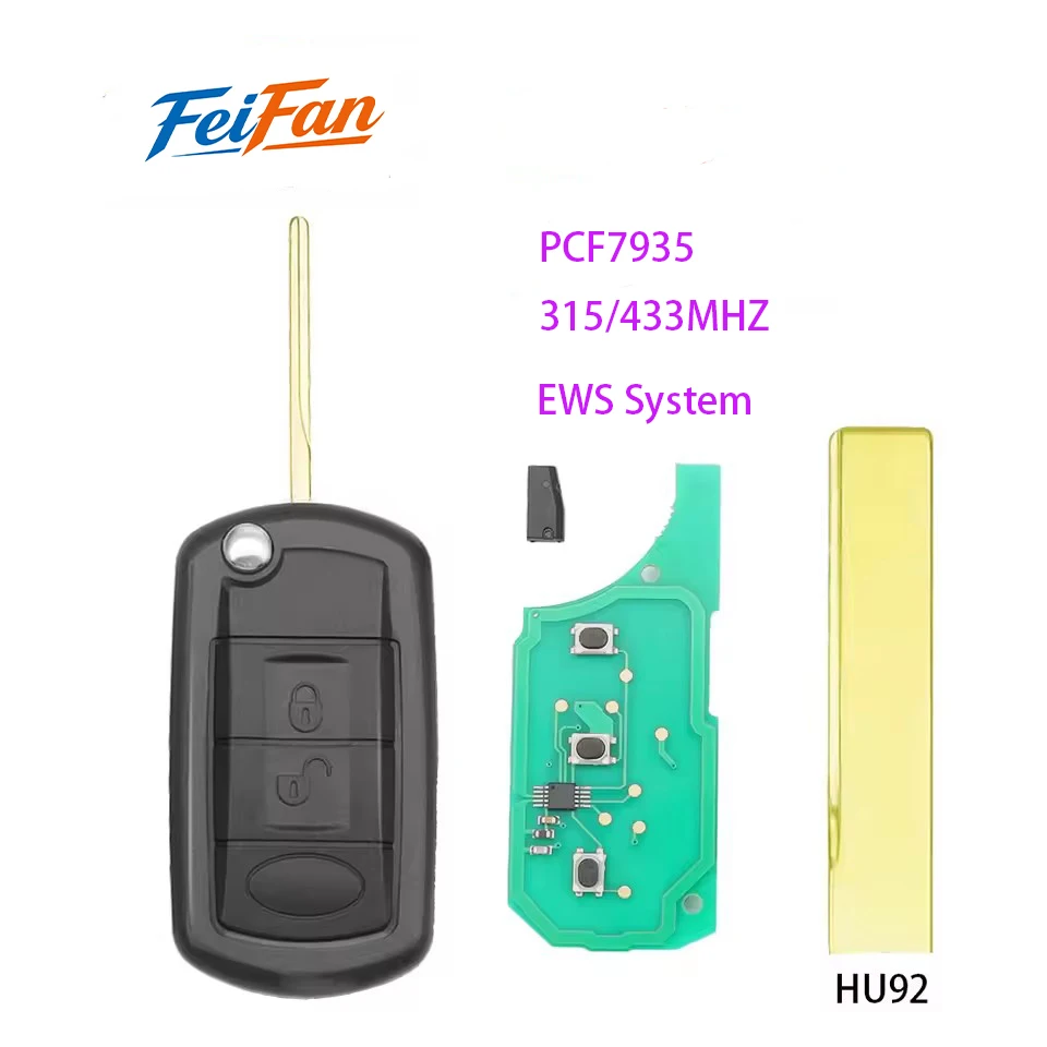 FeiFan 315/433MHZ PCF7935 Chip EWS System Remote Flip Car Key Fob For LAND ROVER Range Rover Sport LR3 Discovery HU92 Blade