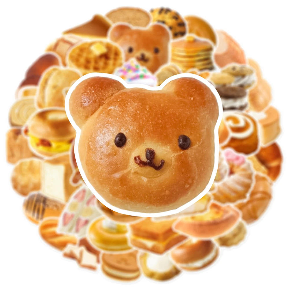 

10/30/50pcs Cute Ins Style Butter Cake Bread Stickers Delicious Dessert Graffiti Sticker Water Bottle Phone Fridge Kawaii Decals