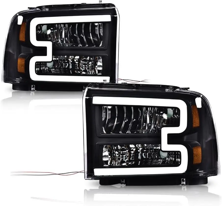 Sulinso 2PCS LED Headlights, Compatible with Ford F150 (2005-2007 F250 F350 (Clear Lens Black Housing))