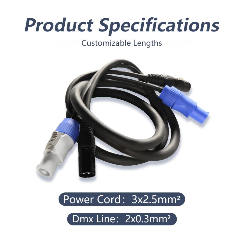 5 Meters/ 3 Meters Length Combination Powercon Plug DMX Cable Power Line Lighting Accessories For Stage Wedding DJ Disco