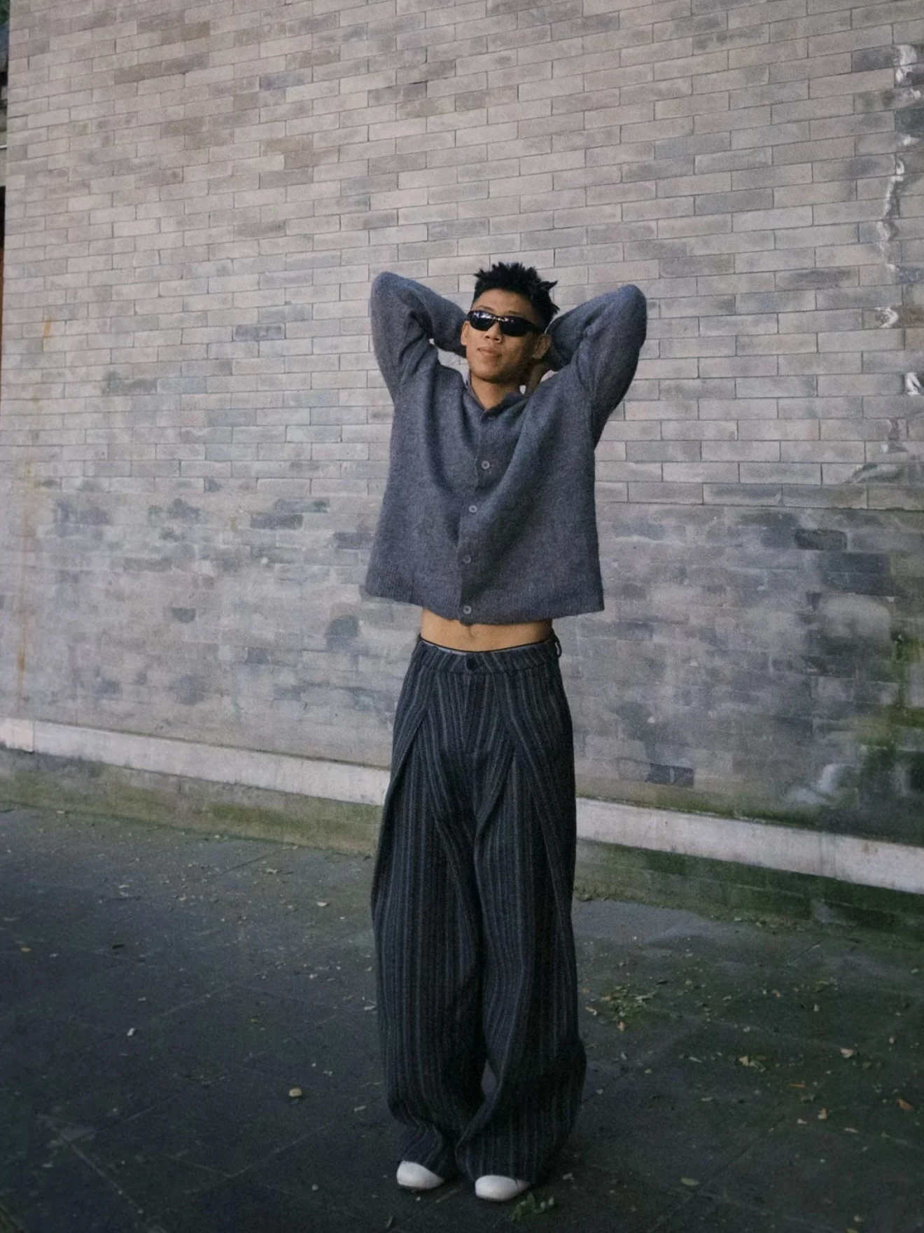 

Шерстяные повседневные брюки в полоску в американском стиле ретро, свободные прямые брюки трапециевидной формы, подходящие для осени и зимы, для мужчин и женщин, широкие брюки для денег