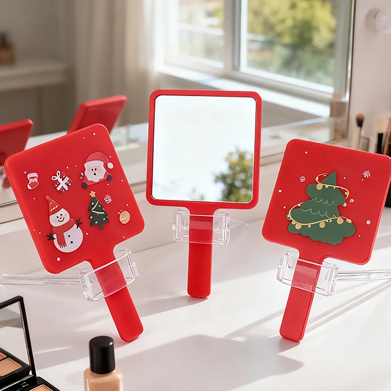 Cute Glass Cartoon Christmas Santa Claus Little Rabbit Mirror Easy To Carry Pocket Makeup Mirror Portable Mini Makeup Mirror
