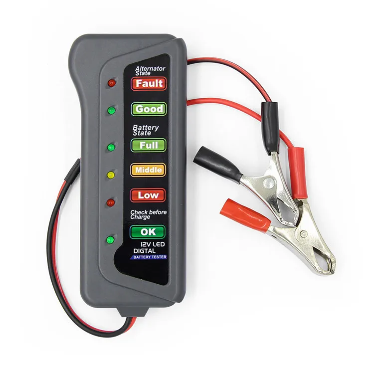 NEW Portable 12V Auto Digital Battery Tester Alternator 6 LED Light for Cars and Motorcycle Battery Tester