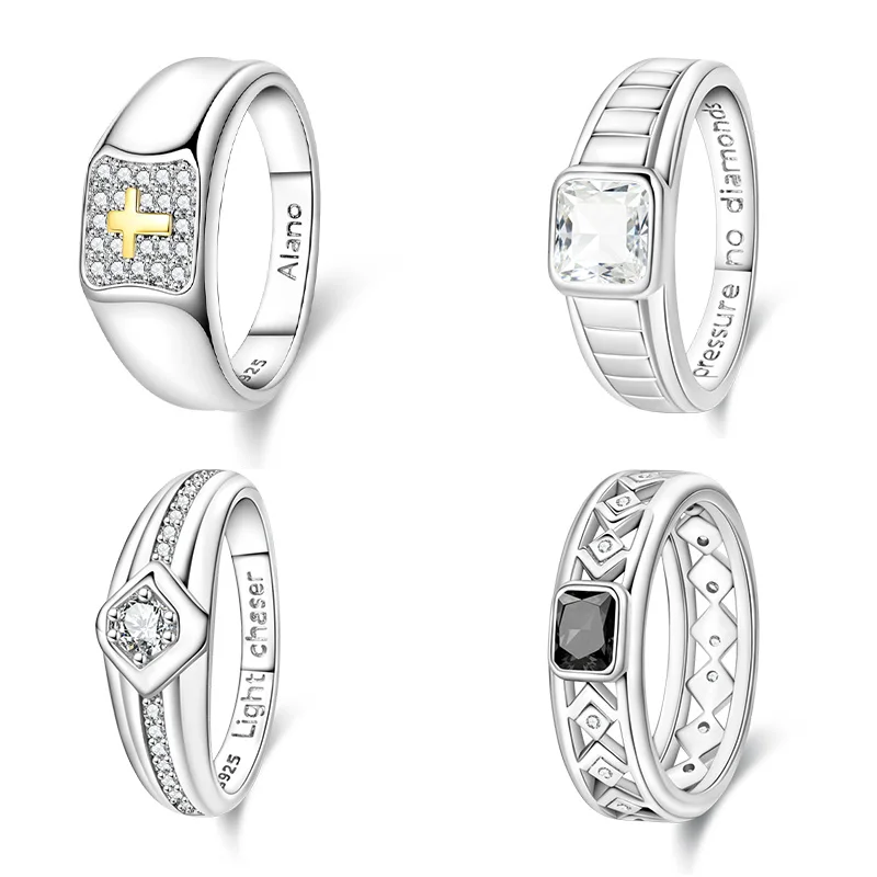 

New Original 925 Sterling Silver Temperament Ring For Men's Fit Wedding Party Jewelry Gift