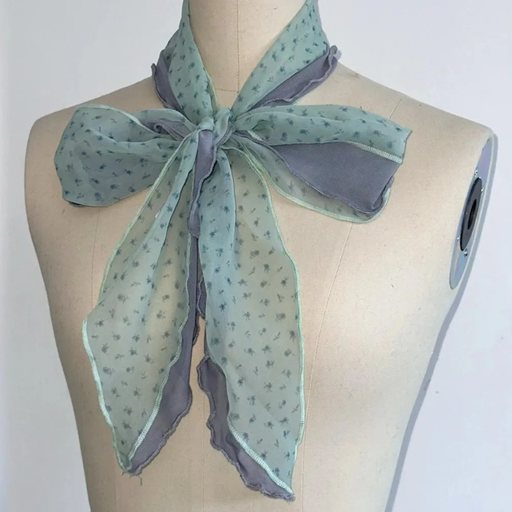 แฟชั่นHeadbandsผู้หญิงยาวผ้าพันคอShawl Dressingตกแต่งดอกไม้ผ้าพันคอลูกไม้บางยาวริบบิ้นผ้าพันคอฤดูร้อน