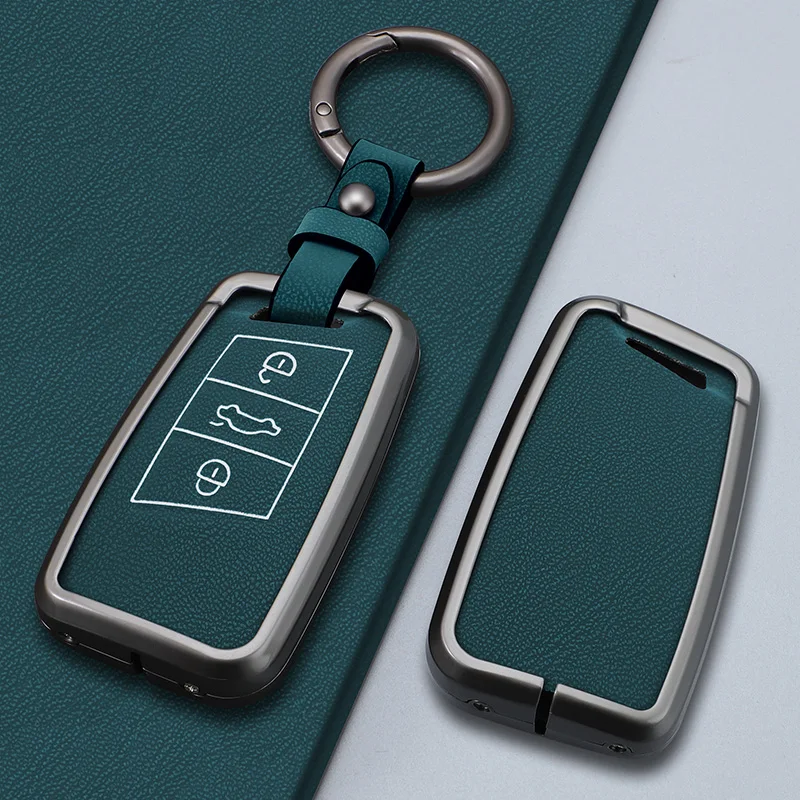 

Zinc Alloy Leather Car Remote Key Case Full Cover Shell Fob For VW Volkswagen Passat B8 Tiguan Magotan Golf Keychain Accessories