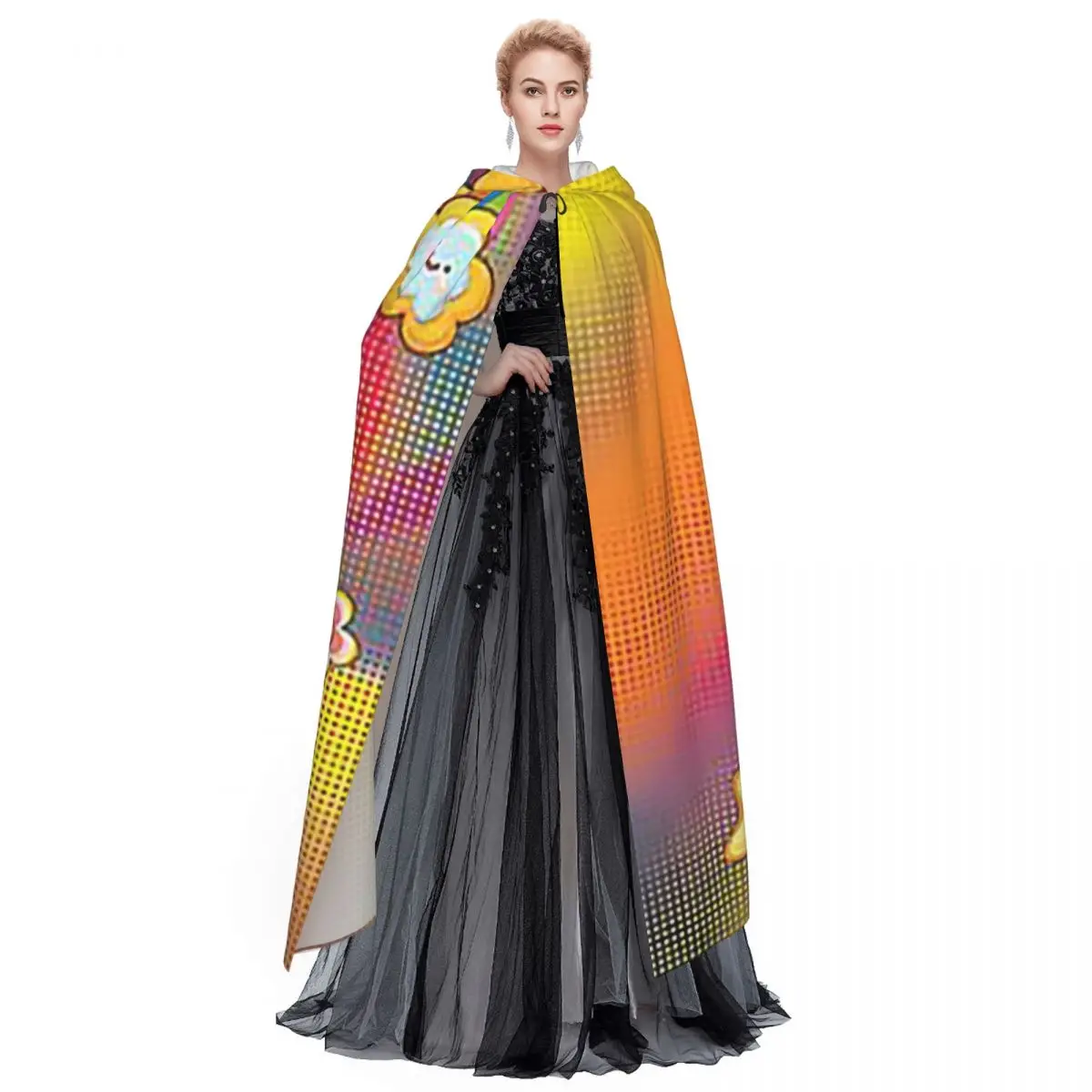 Ice Cream Unicorn Long Hooded Cloak Witch Medieval Costume Cosplay Cape HalloweenVampire Adult Unisex