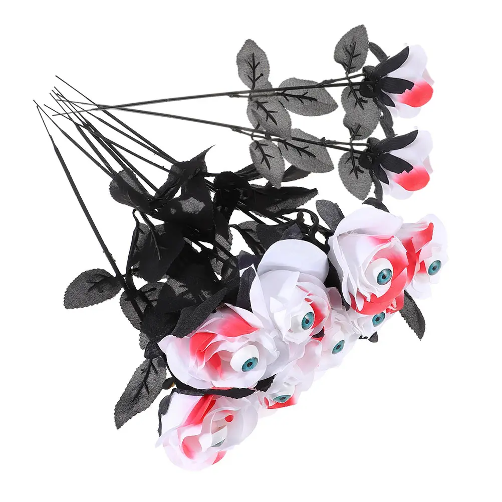 

10 PCS Purple Artificial Rose Roses Eyeball Flower Props Spooky Polyester Emulated