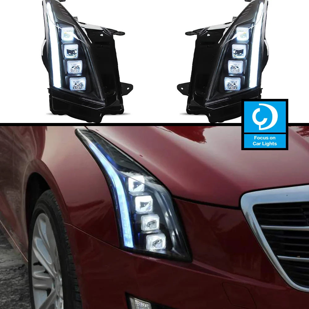 Car Front Headlight  For ATS ATSL LED HeadLamp Styling Dynamic Turn Signal Lens Automotive Accessories Assembly 2 PCS