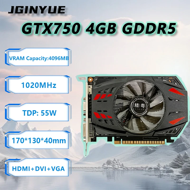 

JGINYUE GTX750 4 ГБ видеокарта GDDR5 128 бит HDMI DVI VGA PCI-E 3,0 графический процессор GTX750 игровая видеокарта для чехла ITX