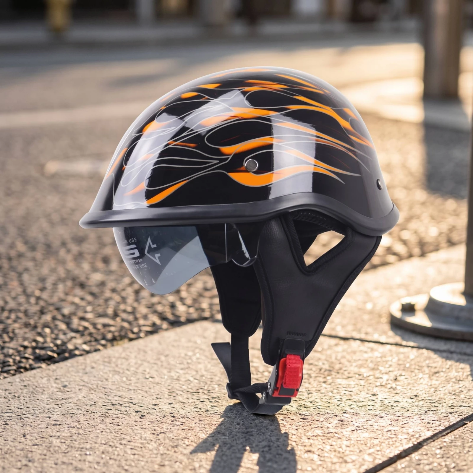 Half Helmet DOT Approved Helmet with Visor Lightweight Quick Release for Motorcyclists, Motorcycle Riding, Daily Commuting