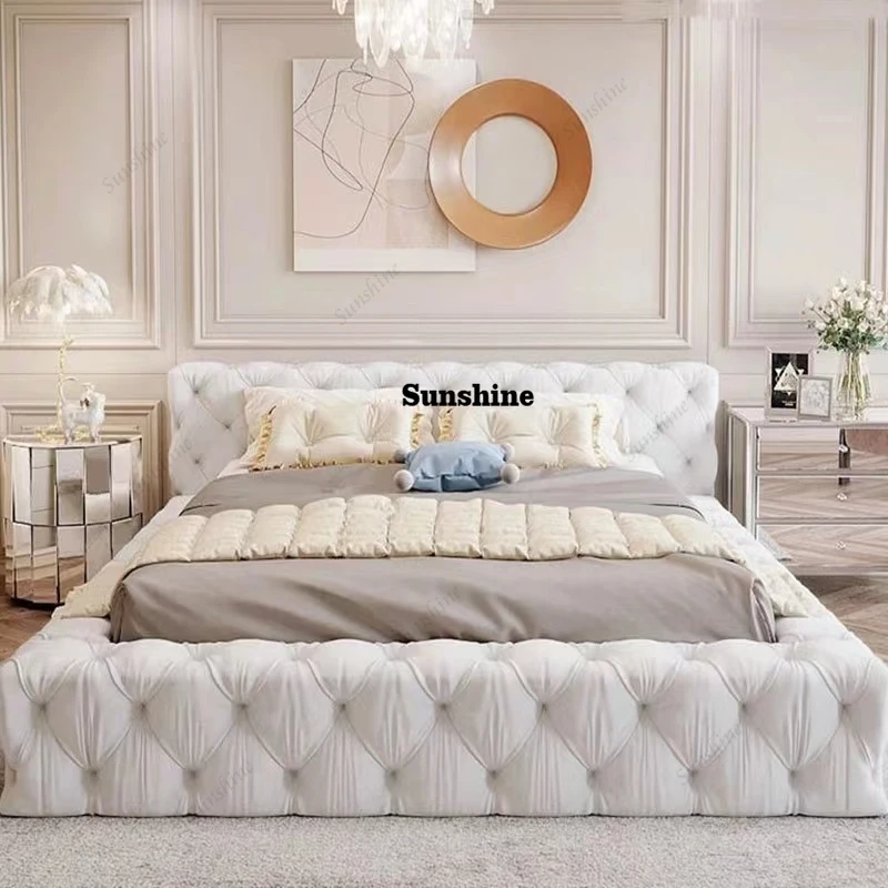 

Wood Double Bed European Soft Upholstered Twin Bedroom Furniture Queen Luxury Modern Camas De Dormitorio