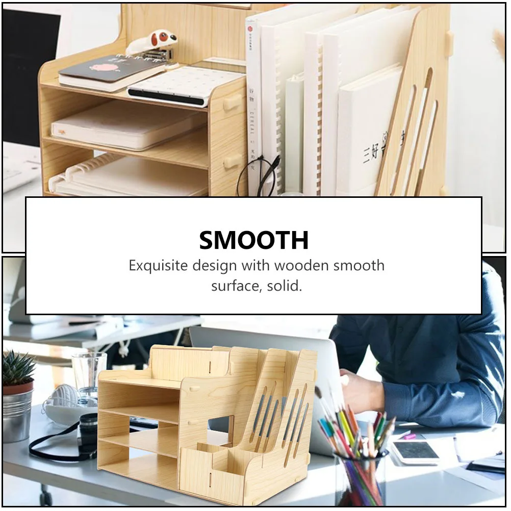 Drawer Style Wooden File Storage Rack Multi Compartment Desktop Organizer for Bills Documents Sundries Heavy Duty Document