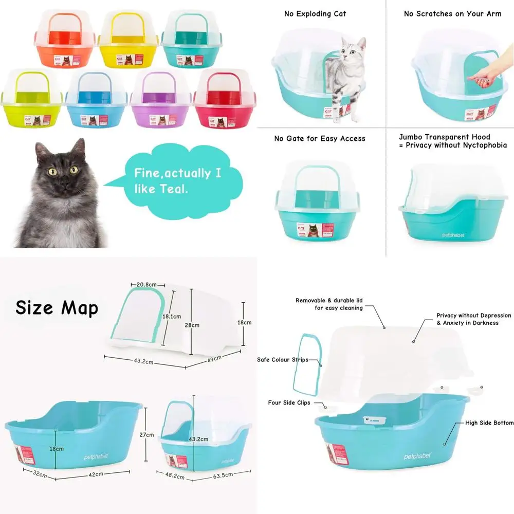 

Extra Large Teal Hooded Cat Litter Box