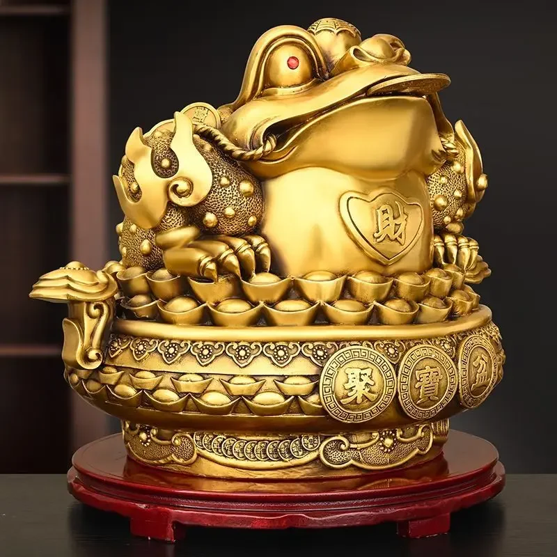 

High Quality Lucky Copper Golden Toad Ornaments Treasure Three-legged Golden Toad Home Office Decor