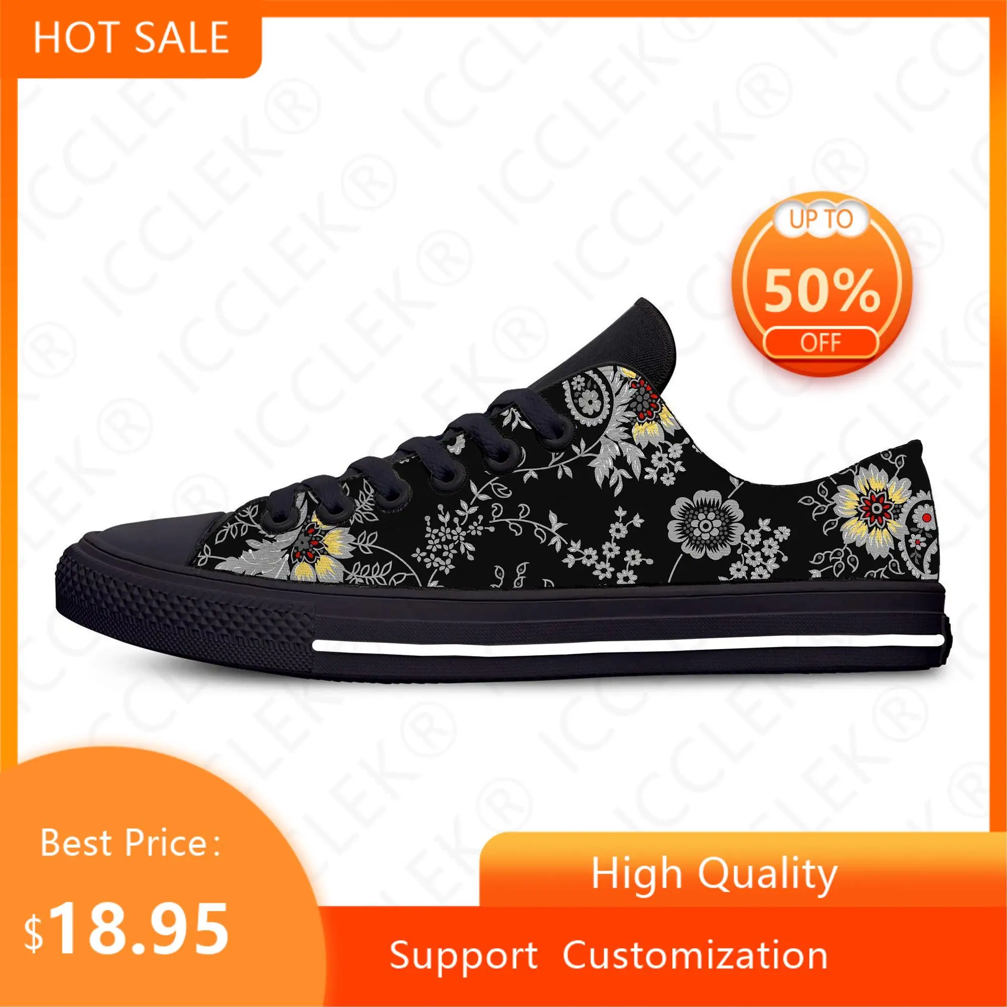 Zapatillas de lona clásicas con estampado Floral para hombre y mujer, zapatos bajos 3D de alta calidad, zapatillas ligeras, última moda de verano