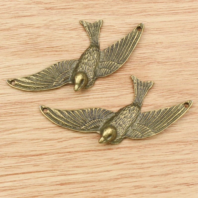 3pcs 73x33mm Antique Silver Plated Bronze Plated Bird Style Connector Handmade Charms Pendant:DIY for bracelet necklace