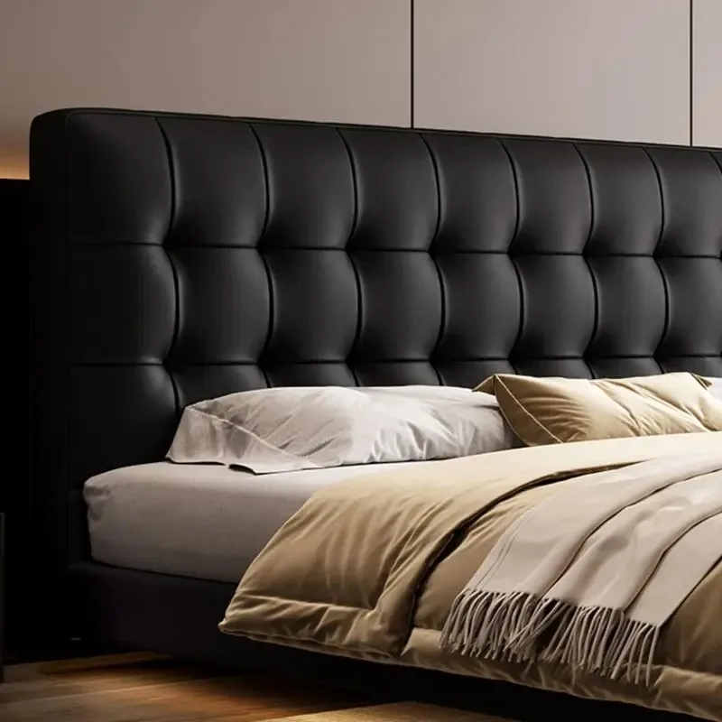Italian minimalist leather double bed