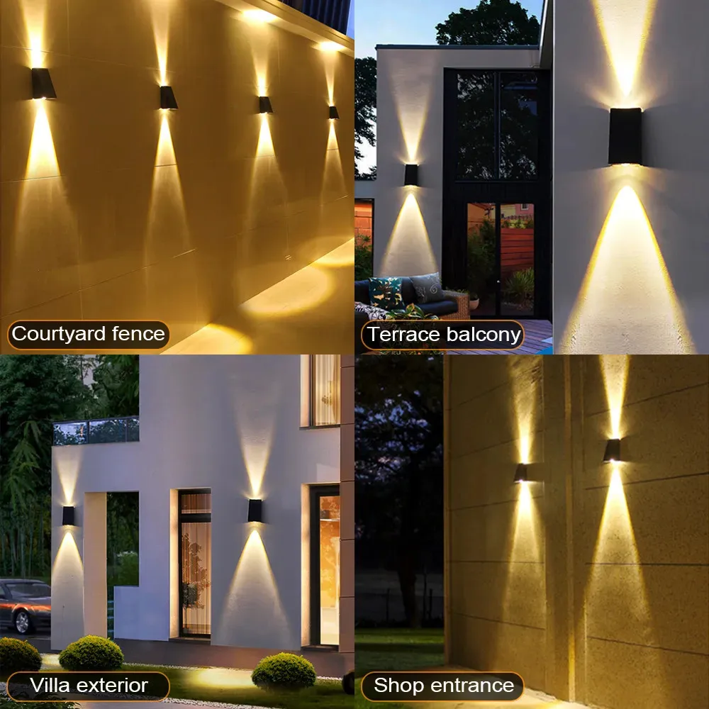 Solar Wall Lamp Waterproof Solar Led Lights Outdoor Up And Down Luminous Lighting Solar Powered for Garden Patio Street Light