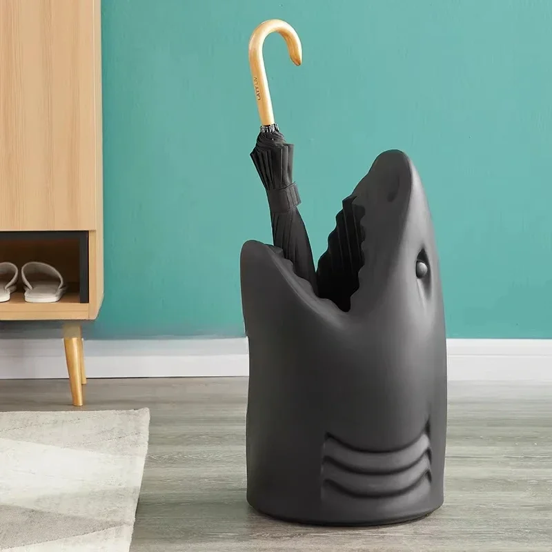 Nordic Cartoon Umbrella Stand, Creative Shark Storage Bucket, Modern Minimalist Door Umbrella Rack, Wine Barrel, 38x66cm