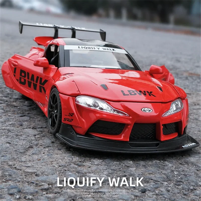 1:22 Toyota SUPRA Alloy Racing Car Model Diecasts & Toy Metal Vehicles Car Model High Simulation Sound and Light Kids Gifts